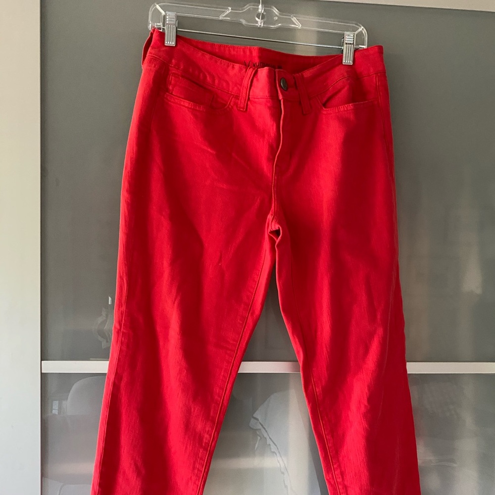 Heather Thompson red skinny jeans